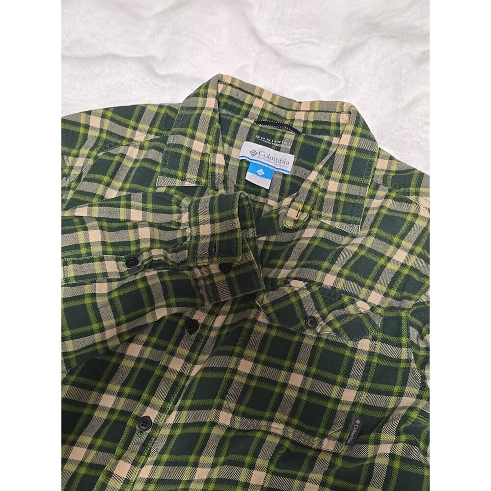 !! Columbia Men's Green OMNIWICK Flannel Long Sleeve Size LARGE